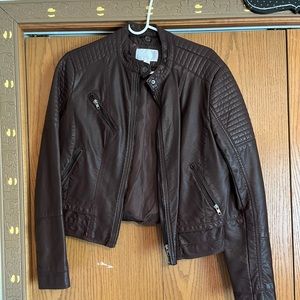 Maroon Leather Moto Jacket